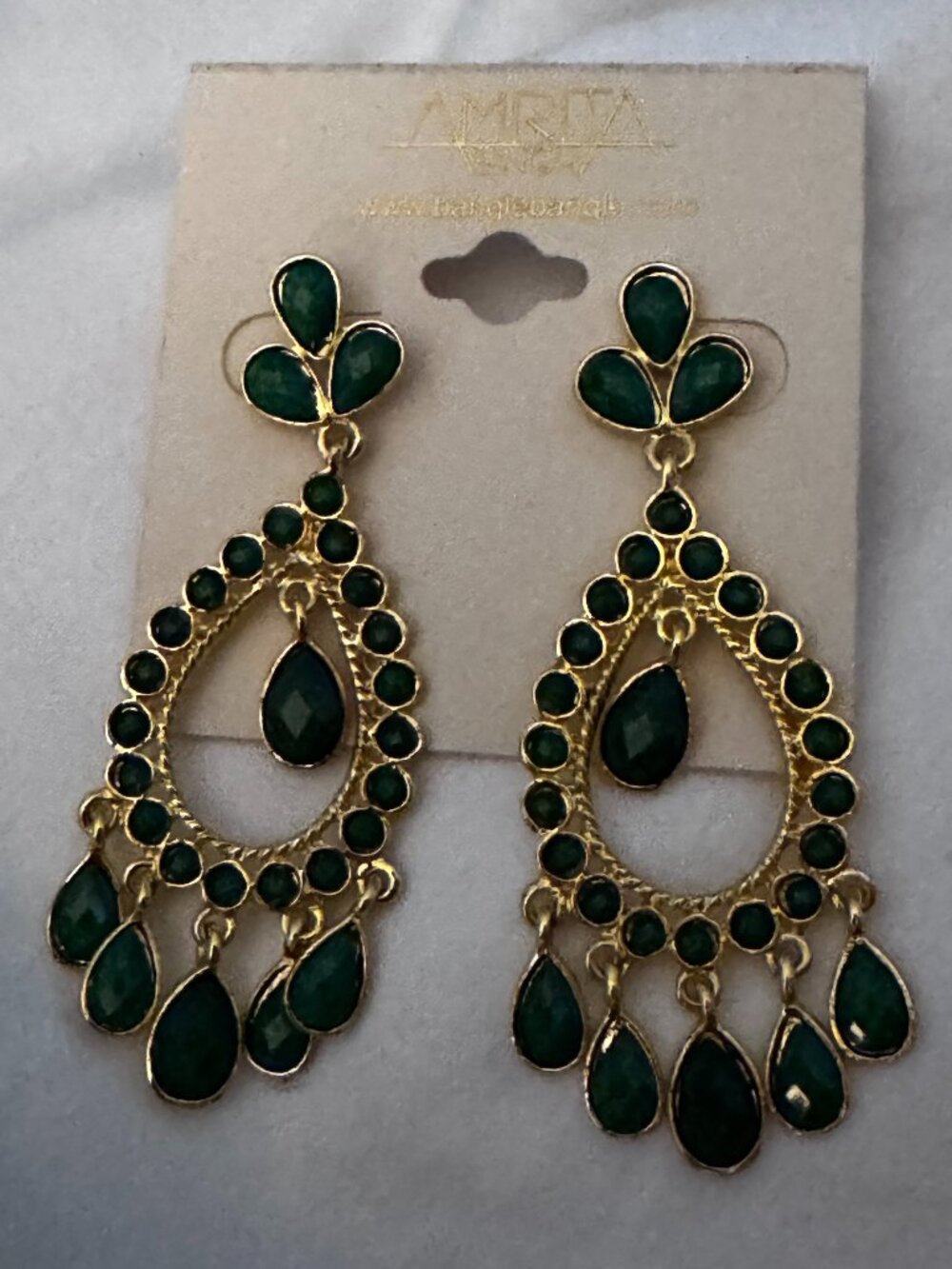 Amrita Singh 'Evergreen' Bangle Dangle Chandelier Earrings, NWT - Picture 2 of 3